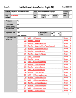 Heriot-Watt University Course Descriptor Template