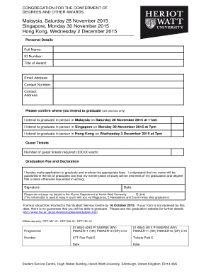 Heriot-Watt University Graduation Application Form