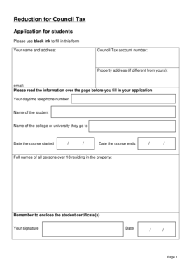 Council Tax Reduction Application for Students