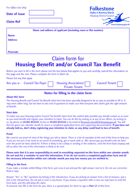 Housing Benefit and Council Tax Benefit Claim Form
