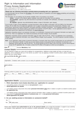 Queensland Right to Information and Information Privacy Access Application