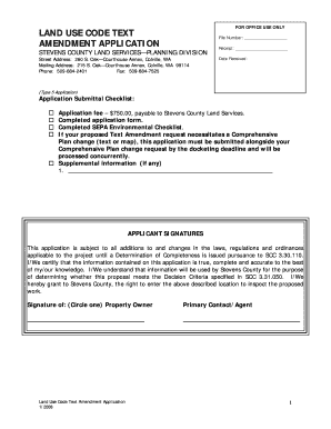 Land use code text amendment application - Stevens County - co stevens wa