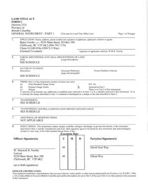 British Columbia Land Title Act Form C