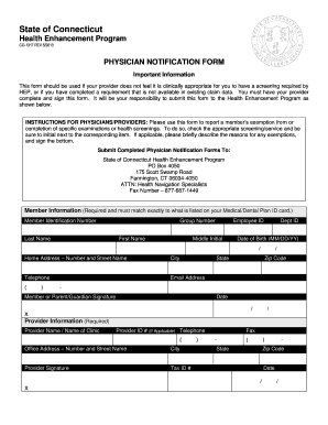 Connecticut Physician Notification Form