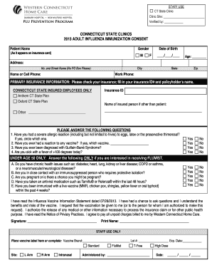 Connecticut Adult Influenza Immunization Consent