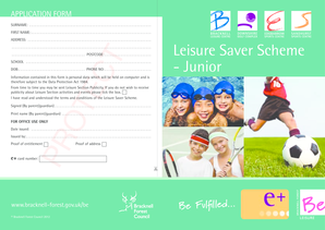 Junior Leisure Saver Scheme Application Form