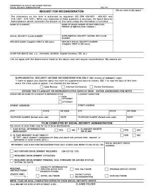 SSA-561-U2 Request for Reconsideration