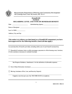 Massachusetts HomeBASE Benefit Notice