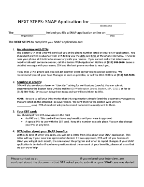 SNAP Application Next Steps