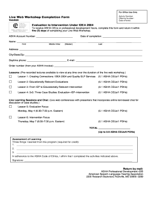 Live Web Workshop Completion Form