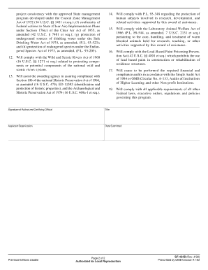 Federal Assistance Assurances Form