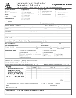 Rock Valley College Registration Form