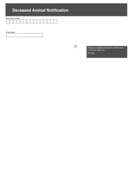 Deceased Animal Notification Form