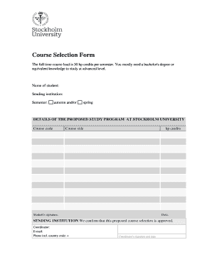 Course Selection Form