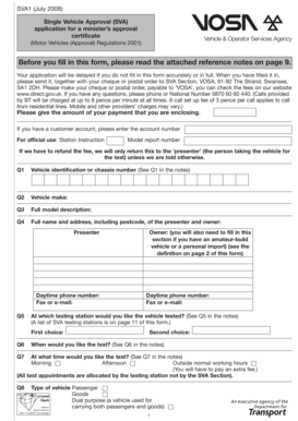 UK Single Vehicle Approval Application