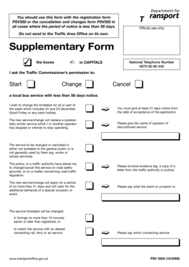 UK Bus Service Notice Form