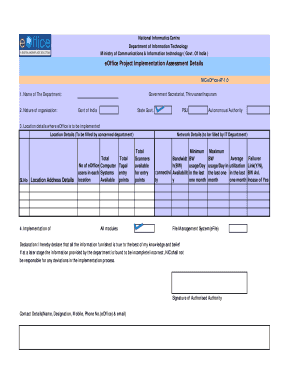 eOffice Project Implementation Assessment Form