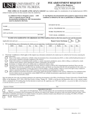 USF Fee Adjustment Request Form