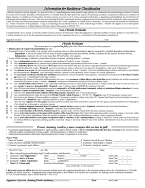Florida Residency Classification Form