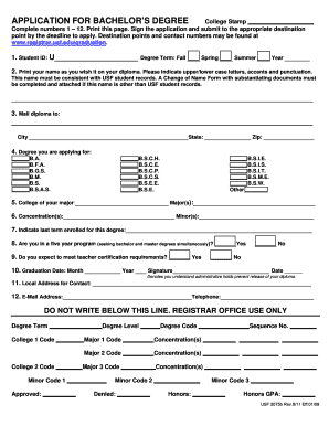 Bachelor’s Degree Application
