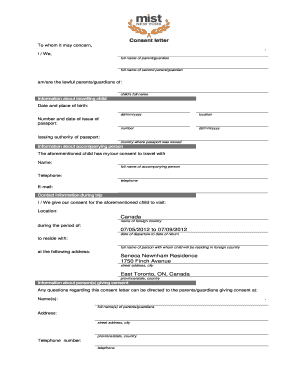 Child Travel Consent Letter