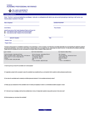 Academic Reference Form