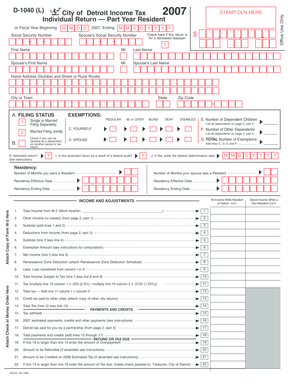 Detroit Income Tax Form 2007
