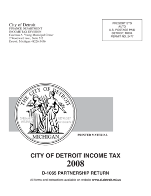 City of Detroit Partnership Income Tax Return