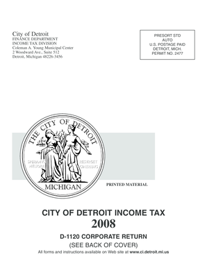 City of Detroit D-1120 Corporate Income Tax Return 2008