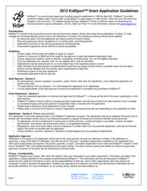 2012 KidSport Nanaimo Grant Application