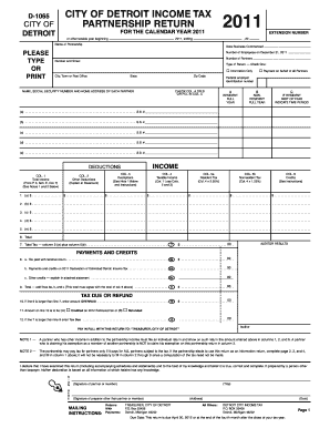 City of Detroit Income Tax Partnership Return