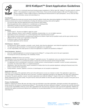 2010 KidSport Grant Application