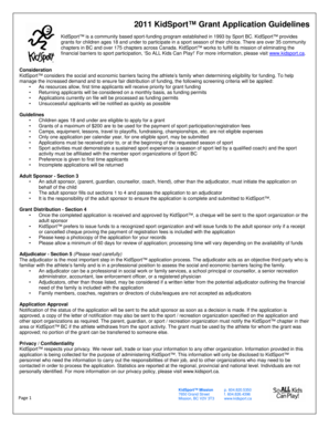 2011 KidSport Grant Application