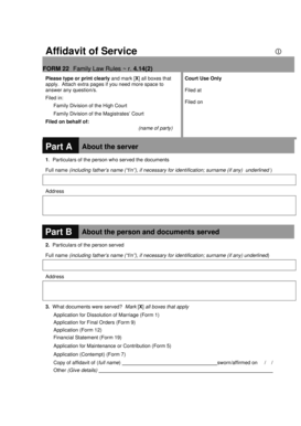 Affidavit of Service Form 22