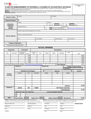 University Expense Reimbursement Form