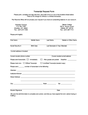 Transcript Request Form