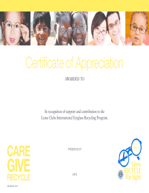 Certificate of Appreciation