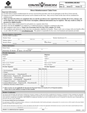 Davis Vision Direct Reimbursement Claim Form