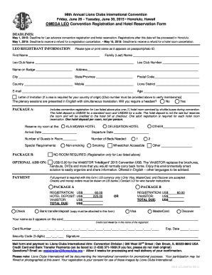 Lions Clubs International Convention Registration Form