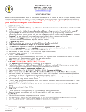 Sunset Vista Camping Facility Reservation Form
