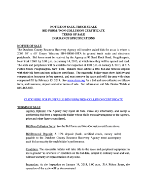 NOTICE OF SALE, TRUCK SCALE BID FORM / NON-COLLUSION ... - dcrra