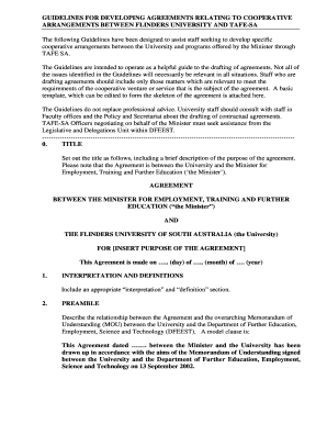 GUIDELINES FOR DEVELOPING AGREEMENTS RELATING TO COOPERATIVE