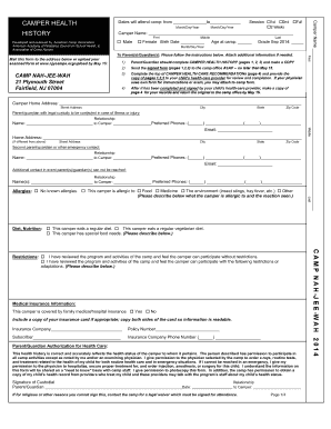 Camper Health Form