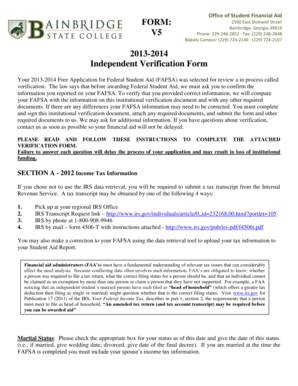 2013-2014 Independent Verification Form