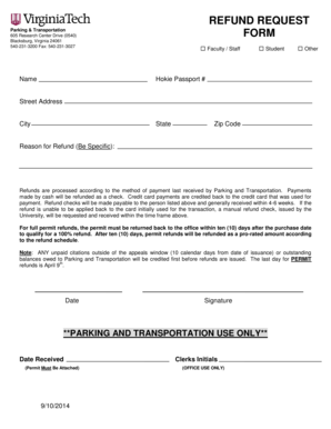 Parking Refund Request Form