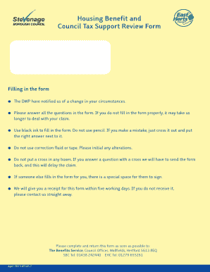 Housing Benefit and Council Tax Support Review Form