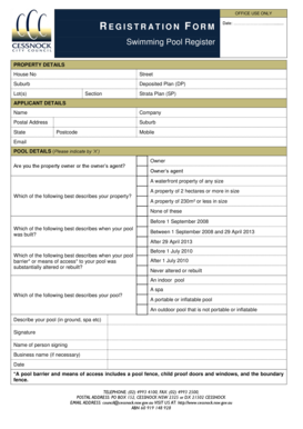 Swimming Pool Registration Form
