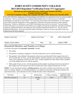 2013-2014 Dependent Verification Form