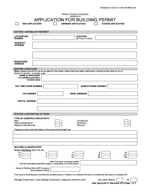Northern Territory Building Permit Application