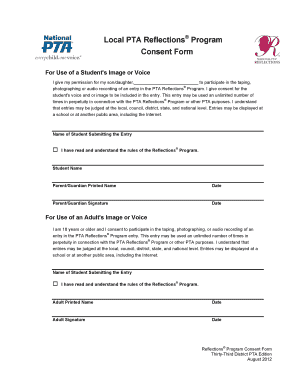 Local PTA Reflections Program Consent Form - samohi smmusd